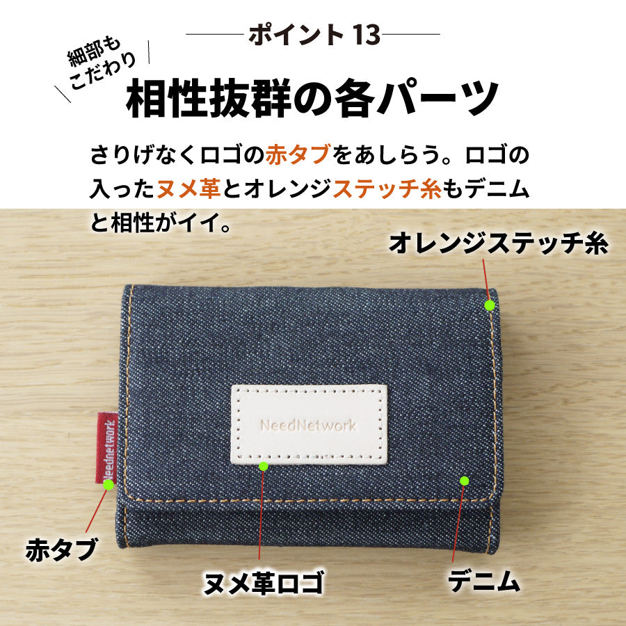 小銭入れ 日本が誇るデニム コインケース ボックス型 ミニ財布 コンパクト