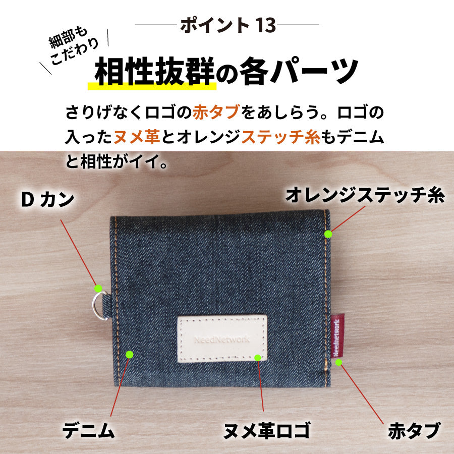 ミニ財布 岡山デニム 三つ折り財布 ミニウォレット 財布 三つ折り 小さい財布