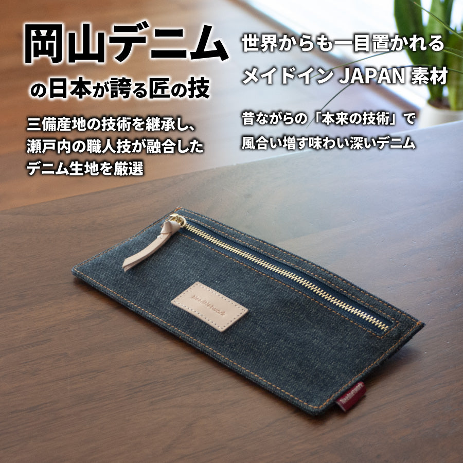 長財布 岡山デニム 薄型 財布 スキミング 防止 極薄 スリムウォレット