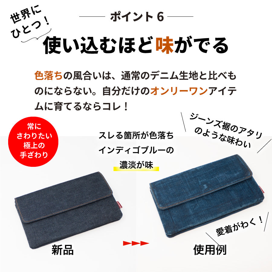 スマホポーチ 日本が誇るデニム 横型 スマホショルダー