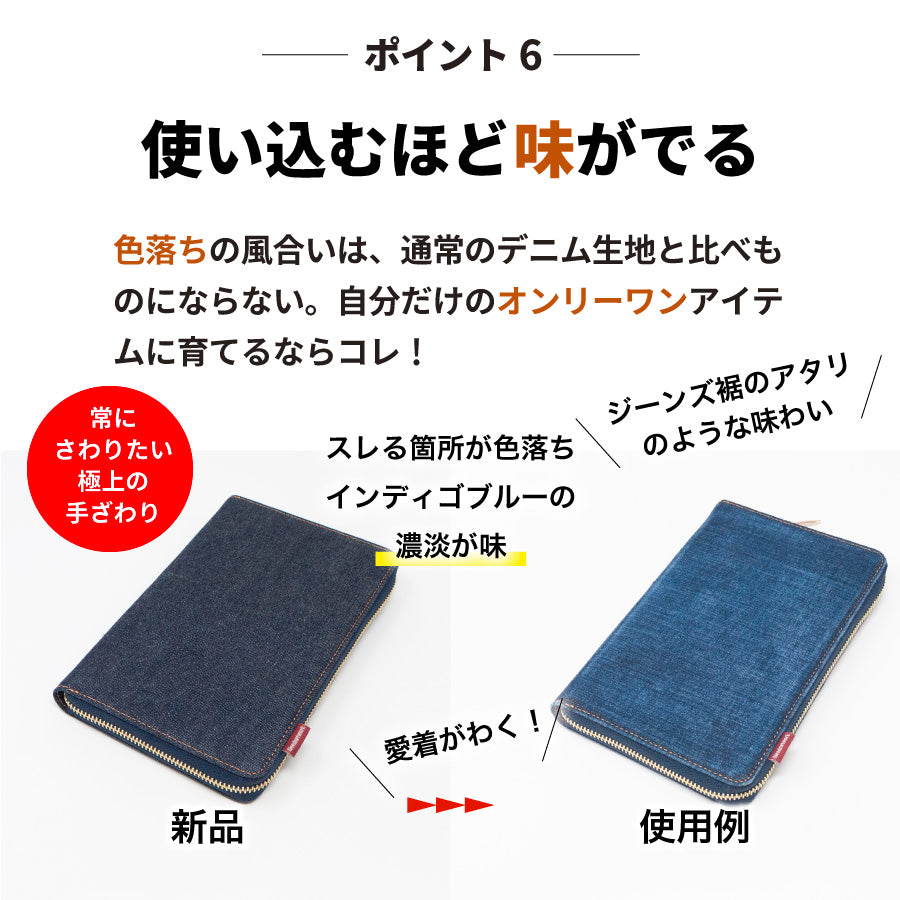 マルチケース 日本が誇るデニム 母子手帳ケース ファスナー 大容量