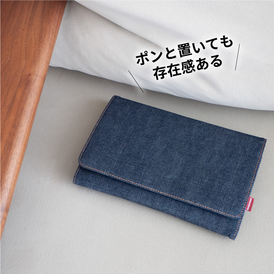 母子手帳ケース 日本が誇るデニム ジャバラ 2人分 レディース マルチケース