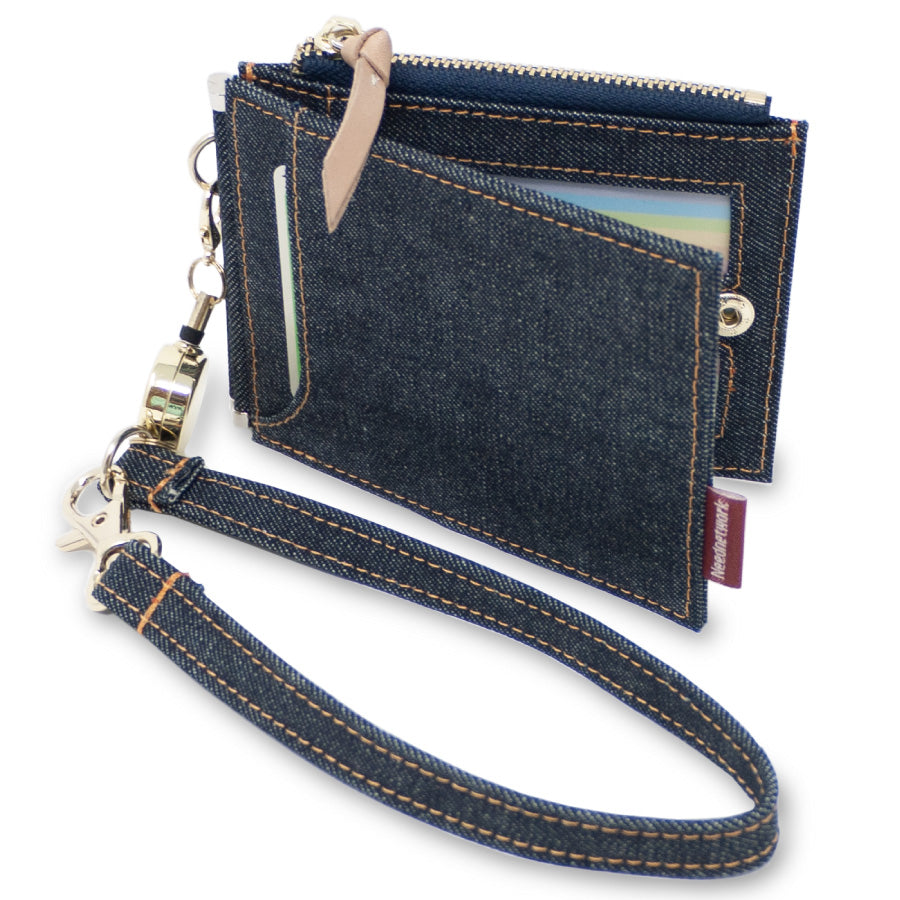 定期入れ リール付き 日本が誇るデニム パスケース レディース メンズ 小銭入れ