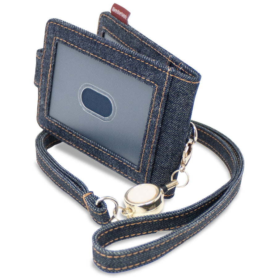 パスケース 定期入れ 日本が誇るデニム リール付き 窓付き定期入れ 二つ折り