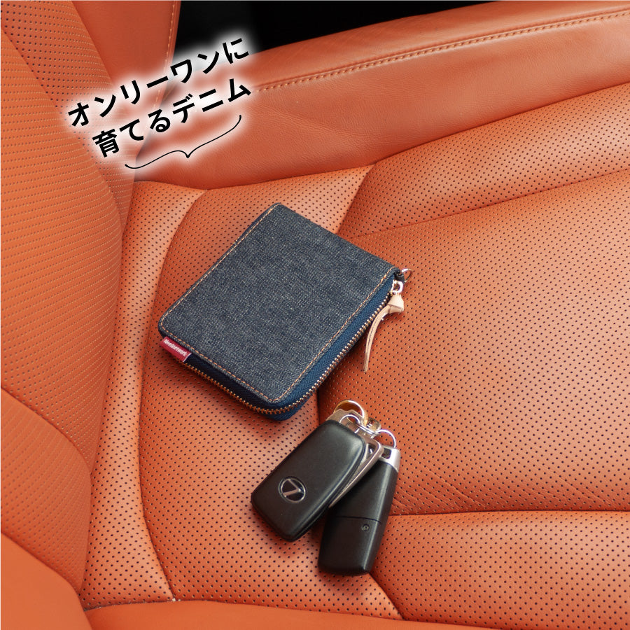 財布 二つ折り 日本が誇るデニム ラウンドファスナー財布 二つ折り財布 メンズ ミニ財布