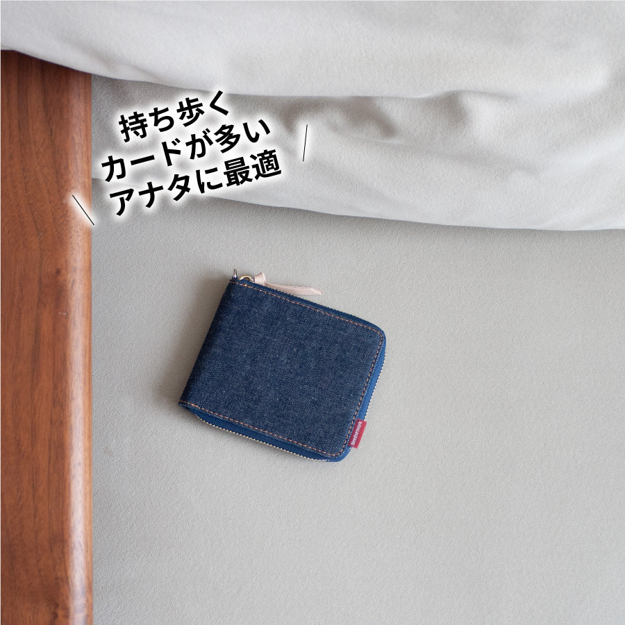 財布 二つ折り 日本が誇るデニム ラウンドファスナー財布 二つ折り財布 メンズ ミニ財布