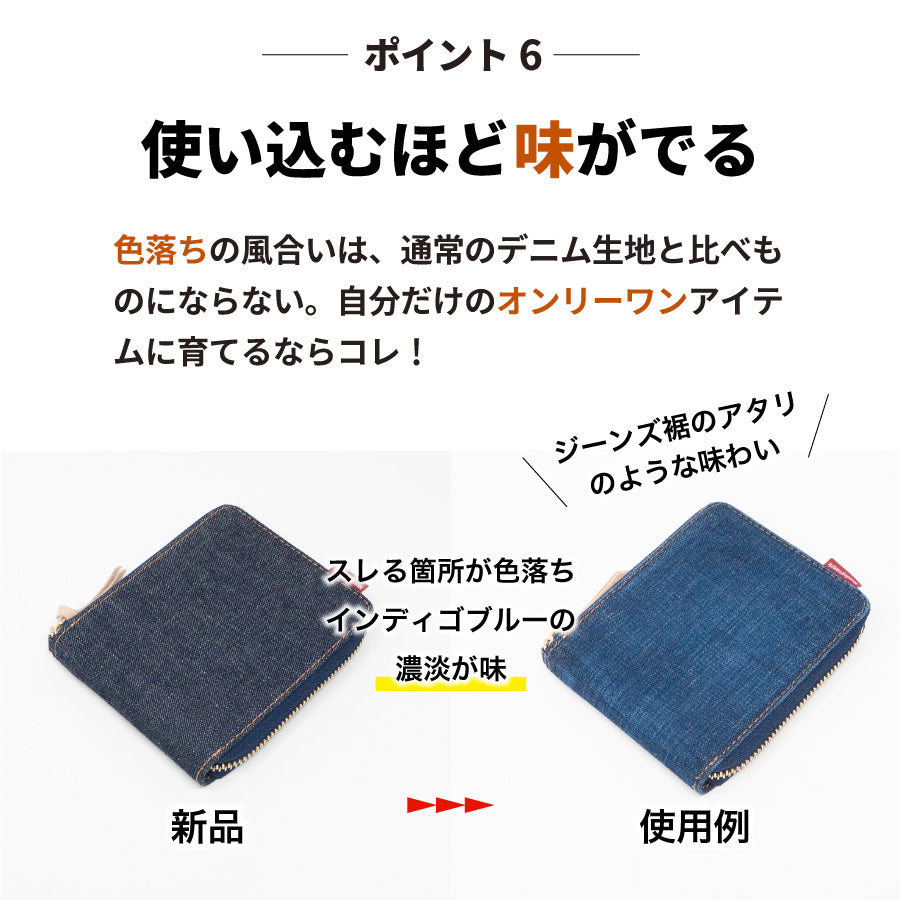 財布 二つ折り 日本が誇るデニム ラウンドファスナー財布 二つ折り財布 メンズ ミニ財布