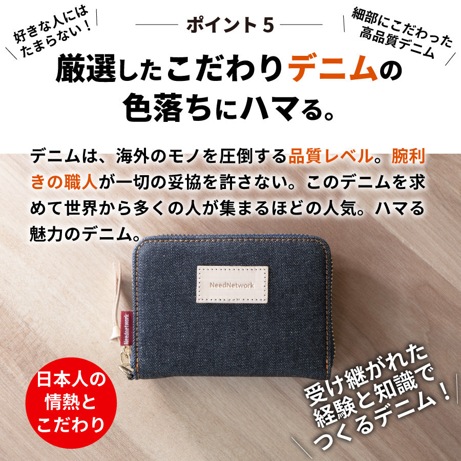 カードケース 岡山デニム 財布 ミニ財布 スキミング防止 じゃばら