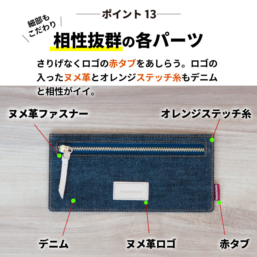 長財布 岡山デニム 薄型 財布 スキミング 防止 極薄 スリムウォレット