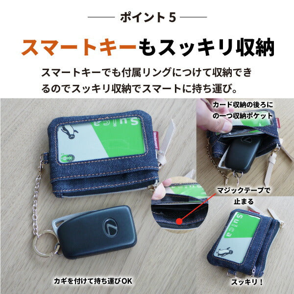 コインケース 日本が誇るデニム パスケース 小銭入れ 定期入れ IDカードホルダー