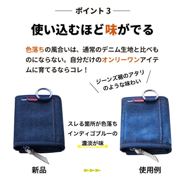 財布 二つ折り 日本が誇るデニム コンパクト 札入れ ファスナー 小銭入れ
