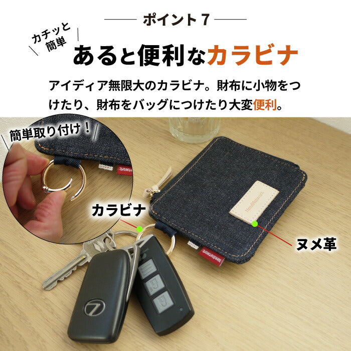 財布 L字ファスナー 日本が誇るデニム 薄い BOX型 小銭入れ 大容量 ボックス型小銭入れ