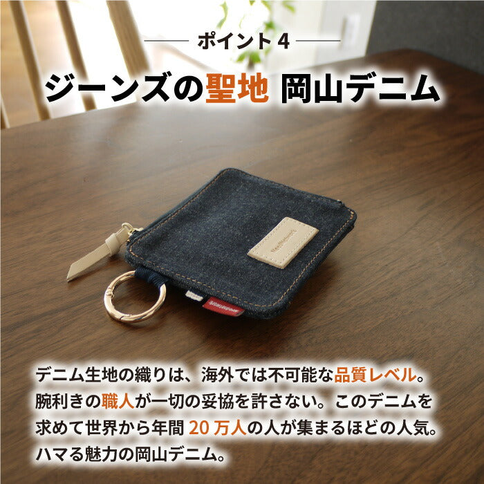 岡山デニム 財布 L字ファスナー 薄い BOX型 小銭入れ 大容量 ボックス型小銭入れ