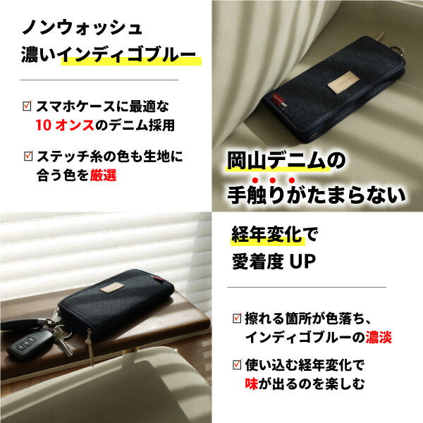財布 長財布 岡山デニム 札入れ ラウンドファスナー 小銭入れ