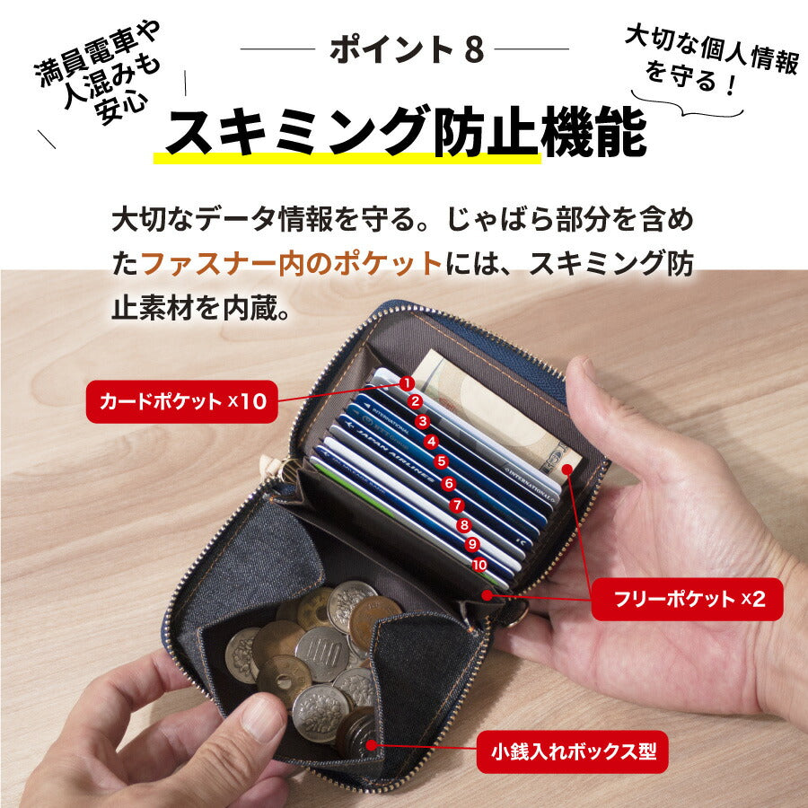 カードケース 日本が誇るデニム 財布 ミニ財布 スキミング防止 じゃばら