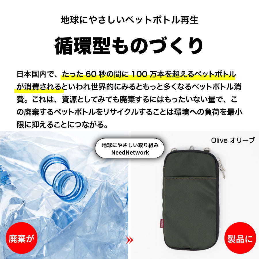スマホポーチ ペットボトル再生素材 スマホバッグ