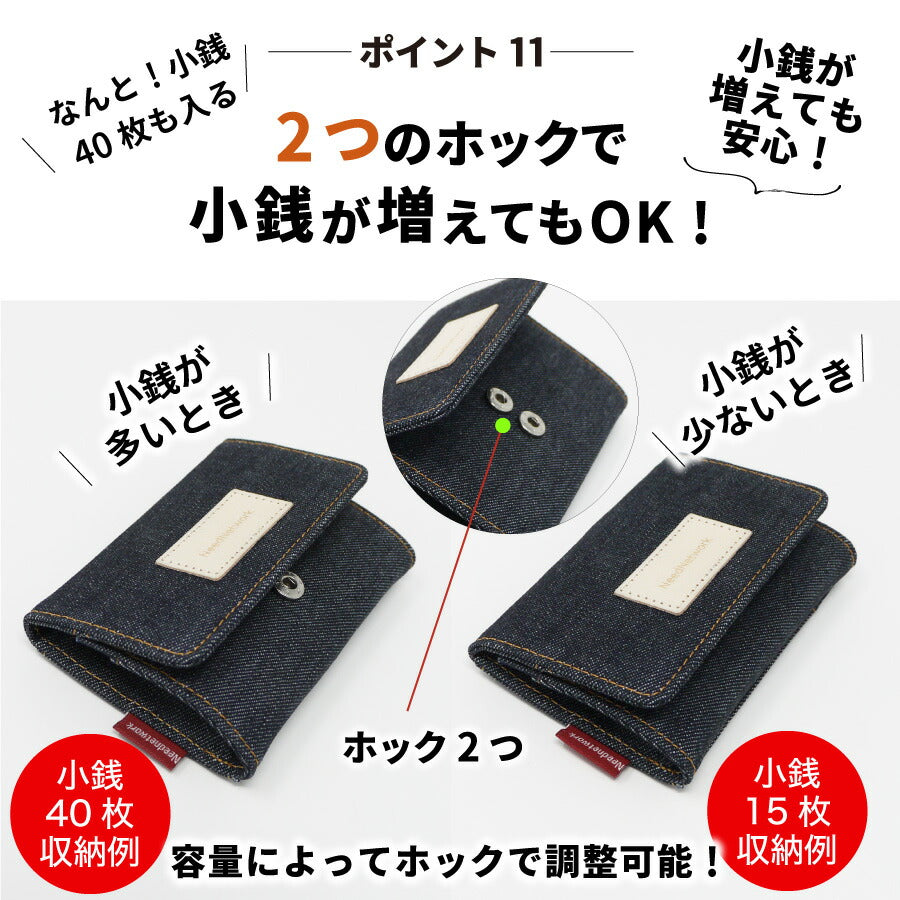 小銭入れ 日本が誇るデニム コインケース ボックス型 ミニ財布 コンパクト
