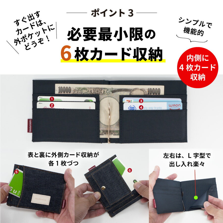 マネークリップ 日本が誇るデニム 財布 小銭入れ付き カード入れ付き