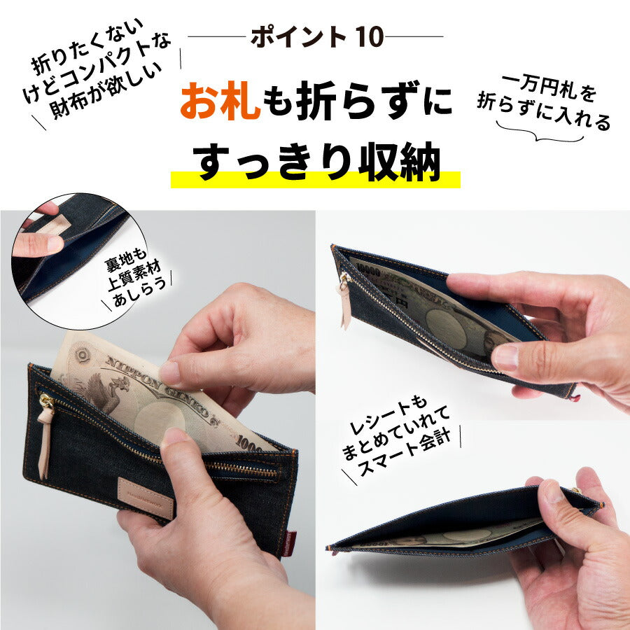岡山デニム 長財布 薄型 財布 スキミング 防止 極薄 スリムウォレット