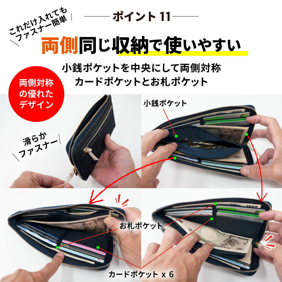 長財布 日本が誇るデニム L字ファスナー 財布 薄型