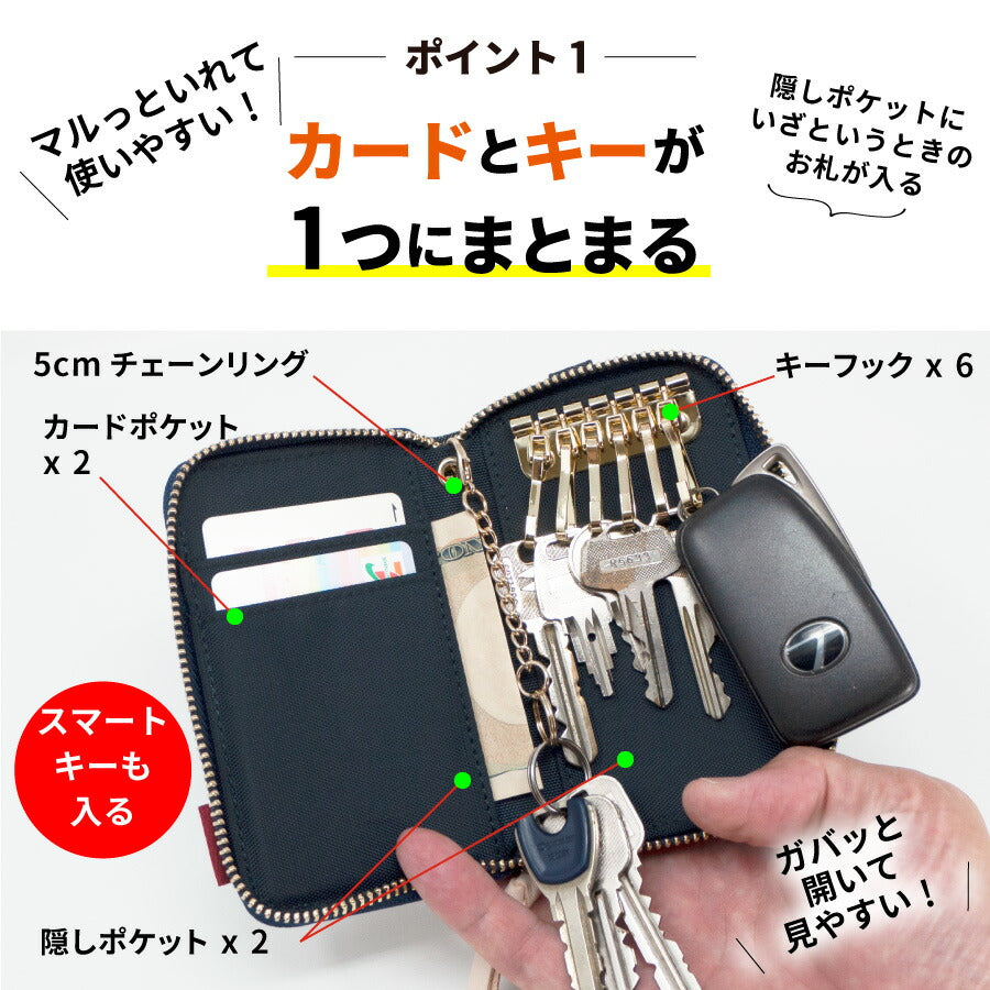 キーケース 日本が誇るデニム スマートキーケース キーリング キーポーチ