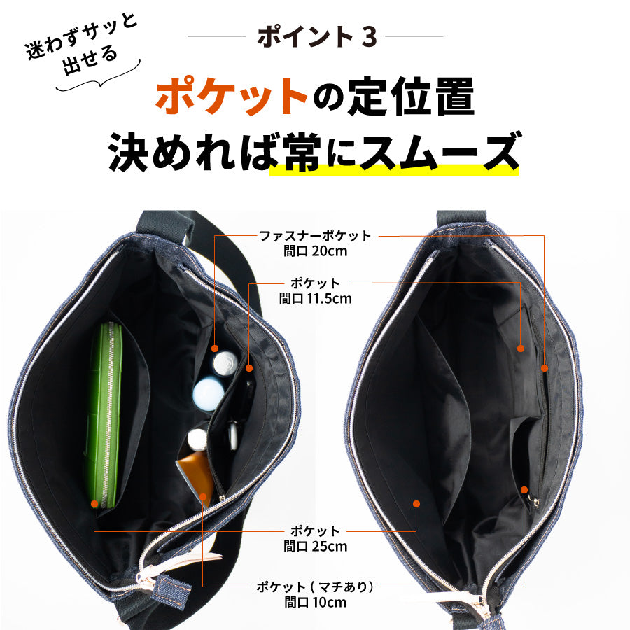 ショルダーバッグ 日本が誇るデニム レディース 軽量 A4 斜めがけ