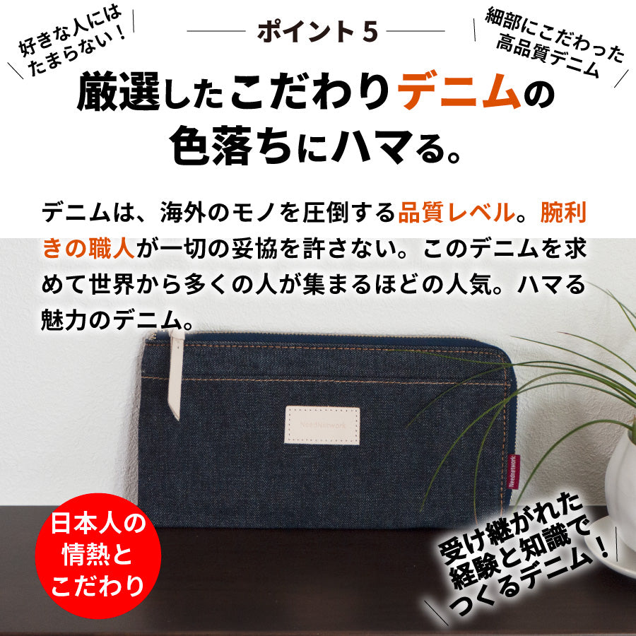 長財布 岡山デニム L字ファスナー 財布 薄型 – neednetwork