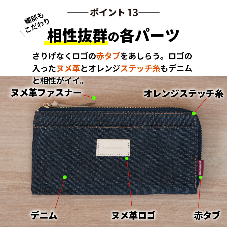 長財布 岡山デニム L字ファスナー 財布 薄型