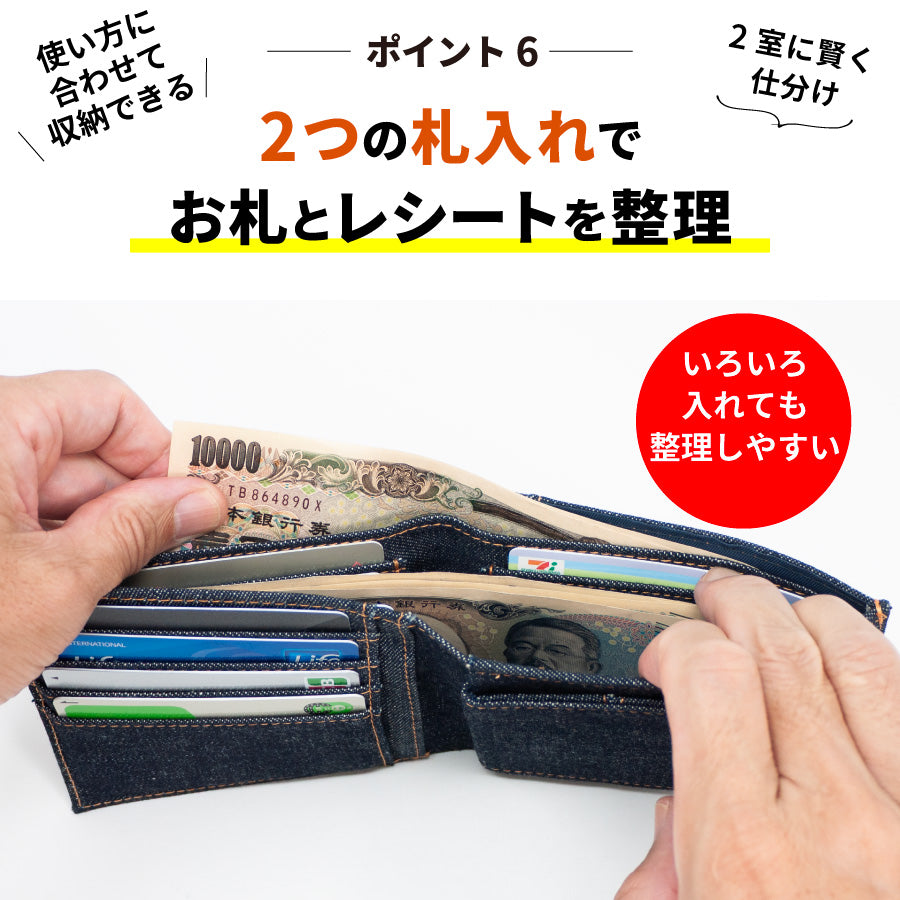 財布 メンズ 二つ折り レディース 札 小銭 box型 ボックス型 使いやすい スリム
