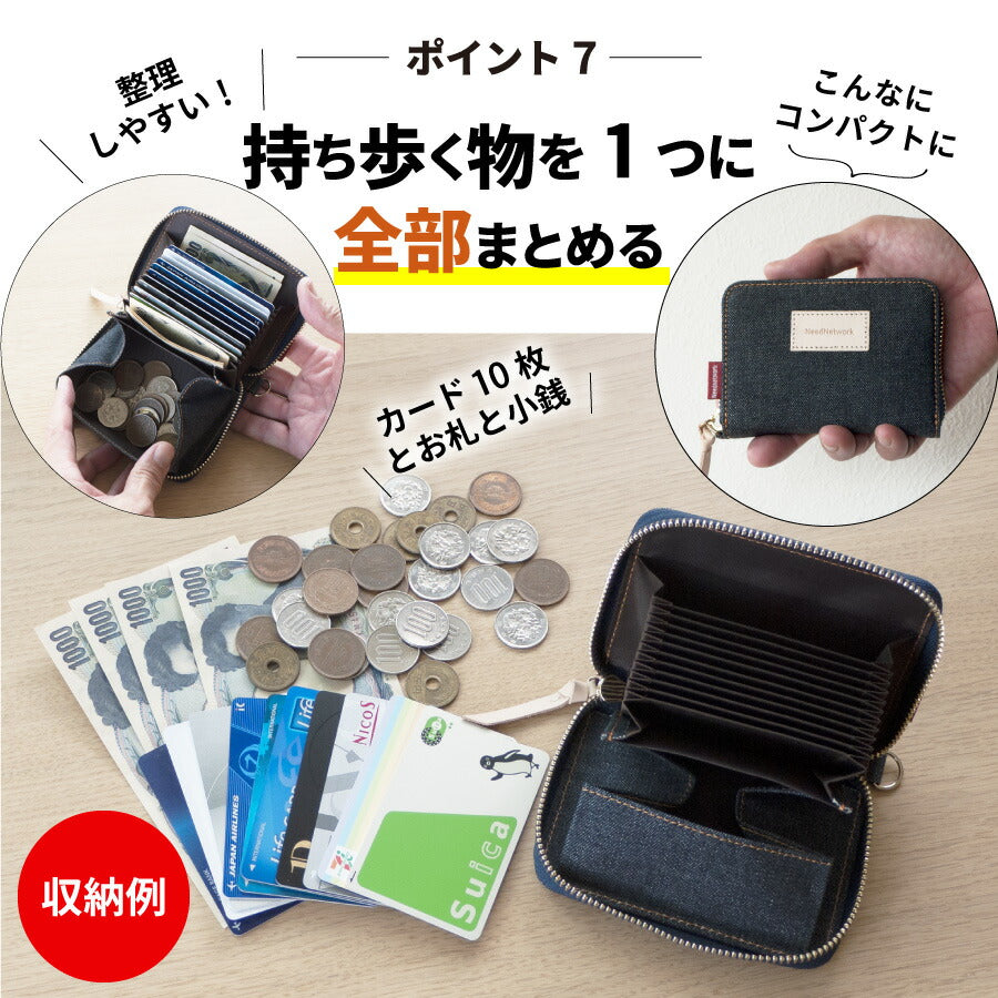 [ニードネットワーク] 岡山デニム カードケース ミニ財布 小銭入れ じゃばらその他